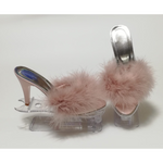 Perin Lingerie Matching High Heeled Feathered Slippers | Pink (Sizes 3-9)