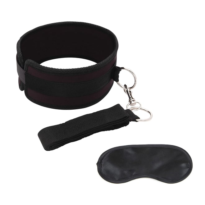 Lux Fetish Collar & Leash Set With FREE Blindfold