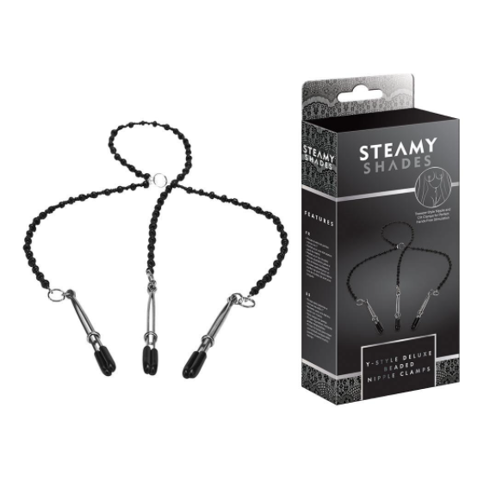 Steamy Shades Y-Style Beaded Nipple & Clit Clamps