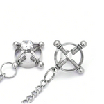 Stainless Steel 4-Way Adjustable Diamante Nipple Clamp Set With Chain - Sex Toys