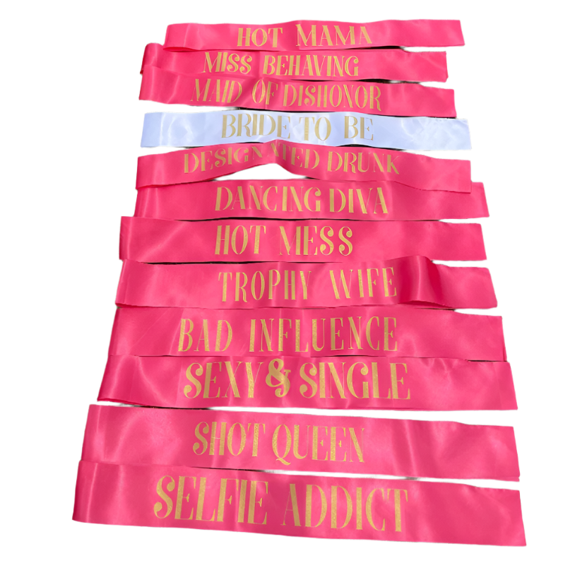 Bachelorette Hen Party Bride To Be & Bridal Party Sash Set (12)