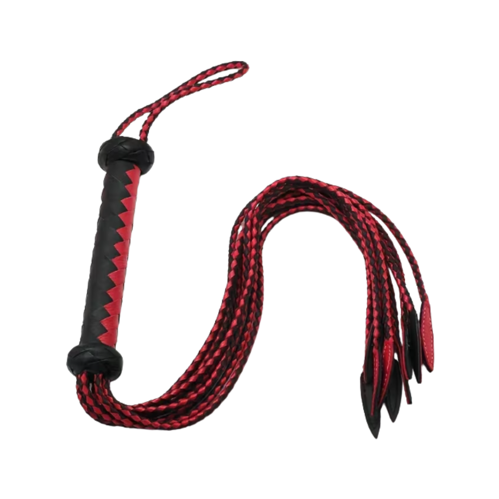 Cat O Nine Tails Black & Red Leather Flogger – Play With Me