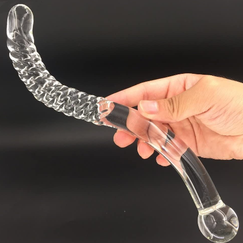 Curved Swirl Glass Double Ended Dildo | Massager - Sex Toys