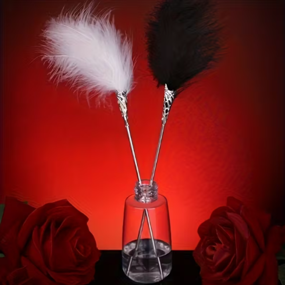 Luxurious Tease Me Metal-Handled Sensory Play Feather Tickler