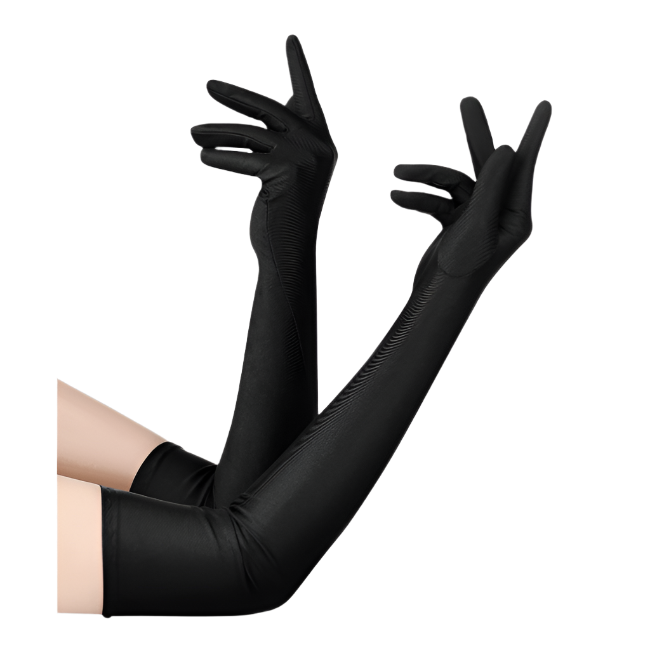 Long Black Elbow Length Gloves