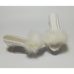 Perin Lingerie Matching Feathered Slippers (Flats) | Cream (Sizes 3-9) - Lingerie