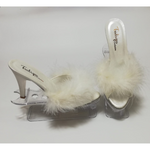 Perin Lingerie Matching High Heeled Feathered Slippers | Cream (Sizes 3-9)