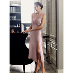 Perin Lingerie Satin & Lace Slip Dress With Matching Belted Robe | Dusty Pink - Sex Toys