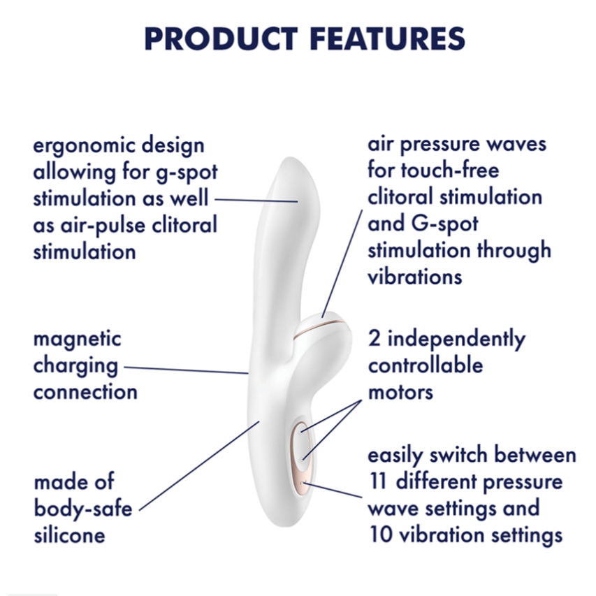 Satisfyer Pro+ Air Pulse Clitoral Stimulator & G-Spot Vibrator - Sex Toys