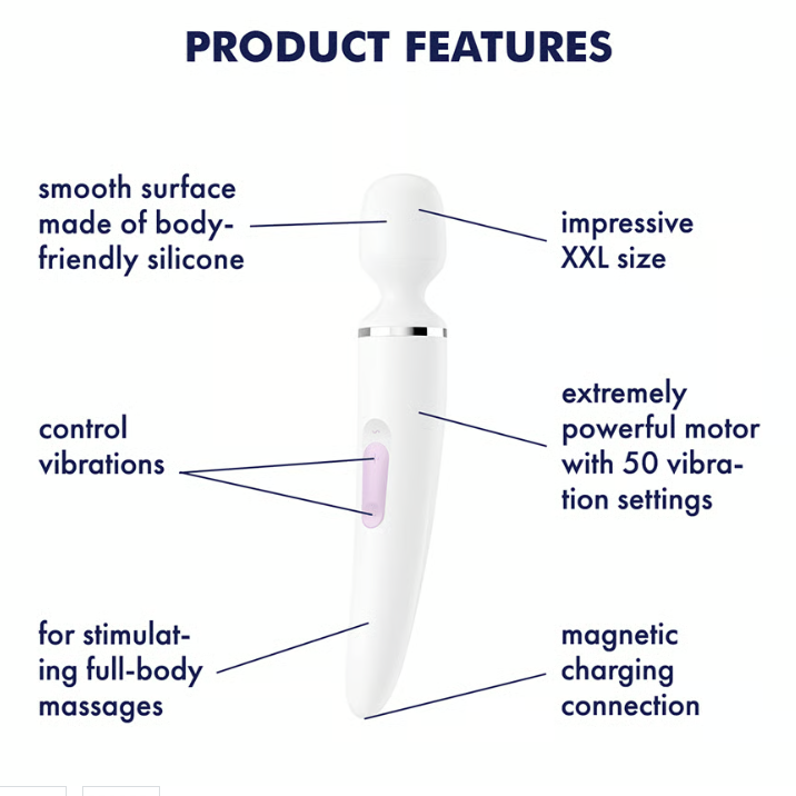 Satisfyer Wand-er Woman Rechargeable Wand Vibrator Pink & Chrome - Sex Toys