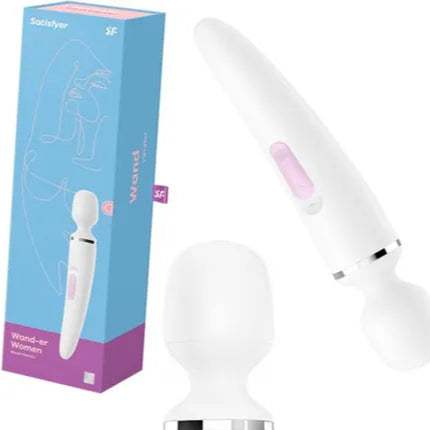 Satisfyer Wand-er Woman Rechargeable Wand Vibrator Pink & Chrome - Sex Toys