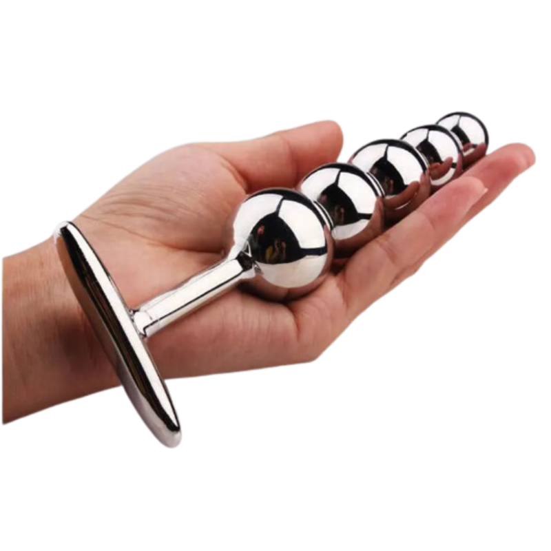 Unisex Stainless Steel Beaded Anal Plug