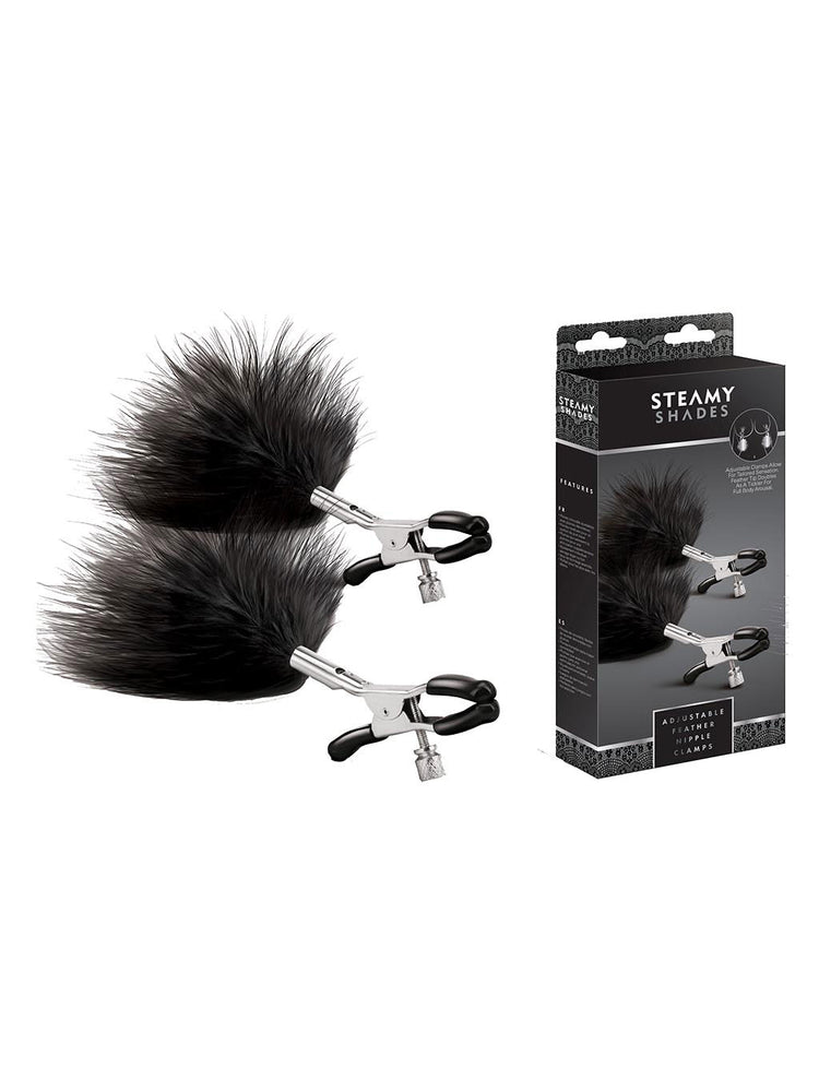 Steamy Shades Adjustable Feather Nipple Clamps - Adult Toys