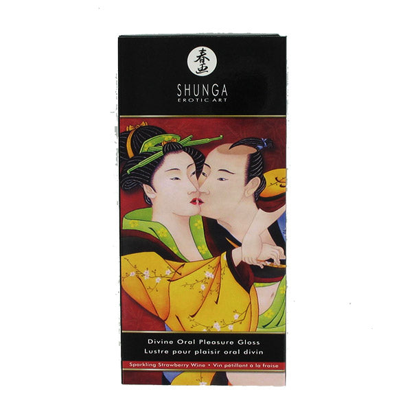 Shunga Divine Oral Pleasure Lip Gloss Sparkling Strawberry Wine - Sex Toys Adult