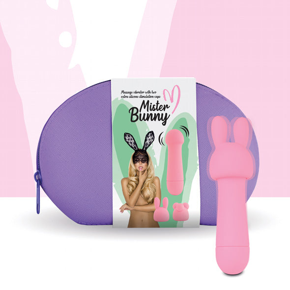 FeelzToys Mister Bunny Mini Massage Wand Vibrator & Stimulation Caps