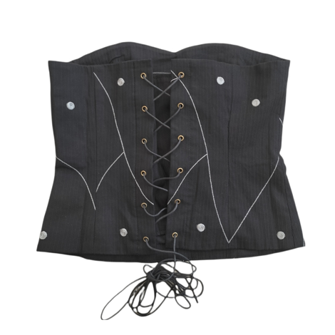 Lace Up Corset With Silver Decorative Stitching