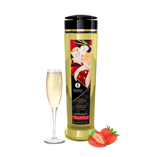Shunga Massage Oil Romance | Sparkling Strawberry Wine 240ml