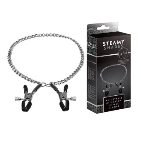 Steamy Shades Adjustable Alligator Nipple Clamps With Chain