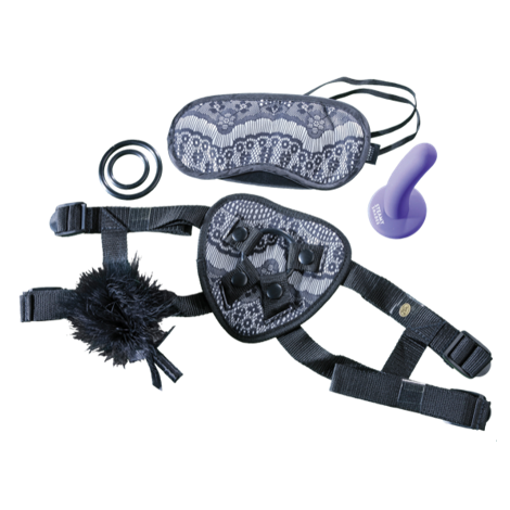 Steamy Shades Adjustable Harness & Dildo Gift Set - Sex Toys