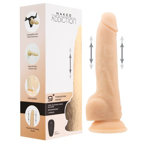 Swan Naked Addiction 9" Rechargeable Thrusting Vibrating Dildo with Remote Control