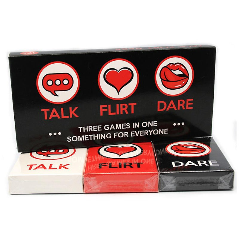 TALK, FLIRT or DARE 3 Card Games in 1 For Couples